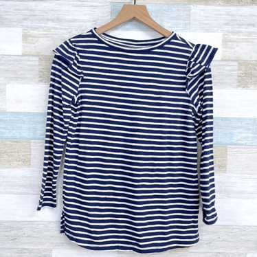 Old Navy Old Navy Long Sleeve Ruffle Top Blue Str… - image 1