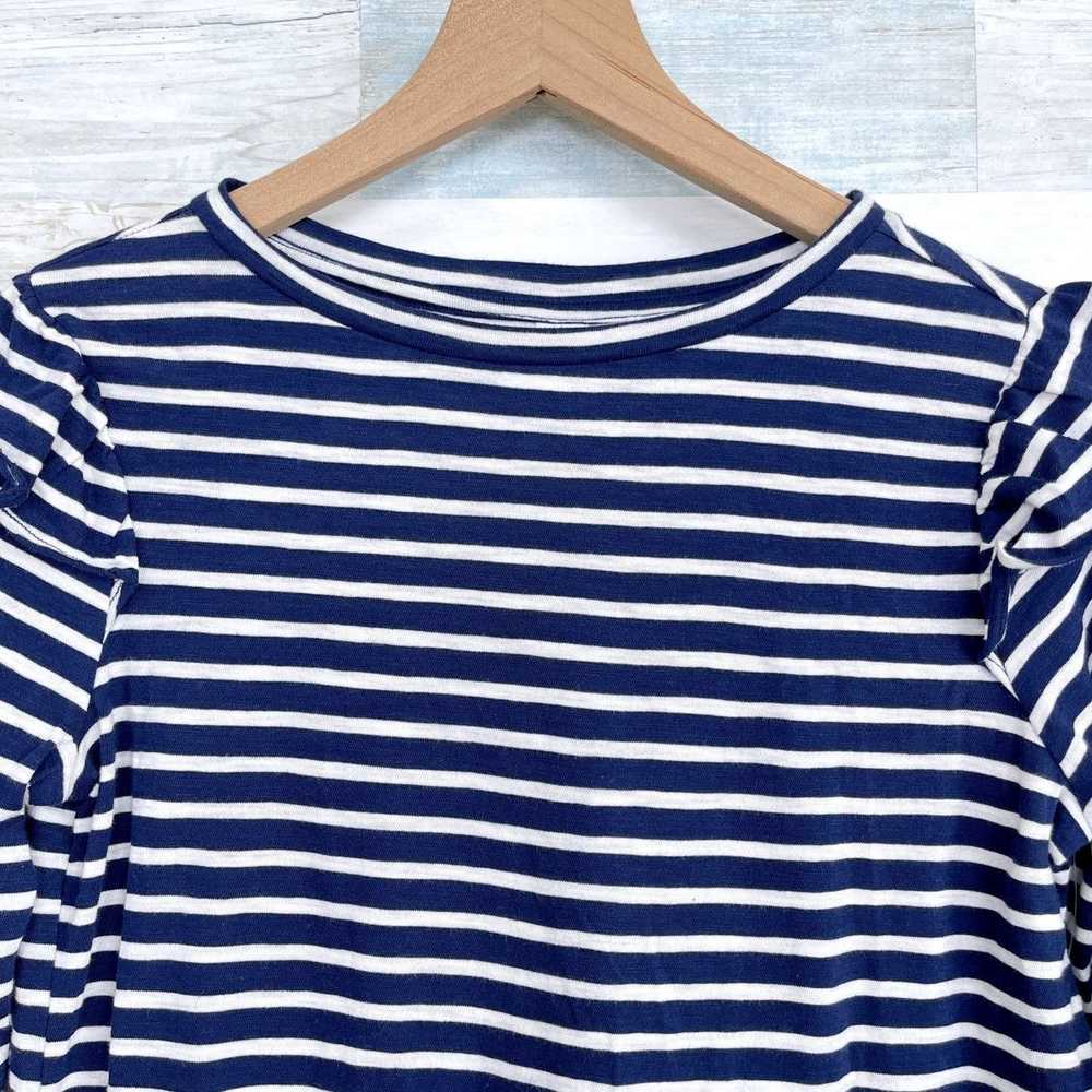 Old Navy Old Navy Long Sleeve Ruffle Top Blue Str… - image 2