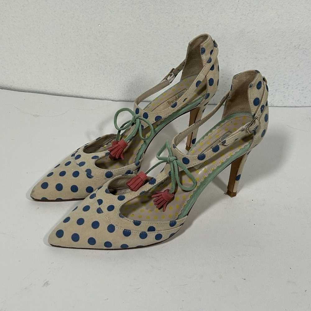 Boden Buckle Strap Bow Heels Size 38 7 US Polka D… - image 2