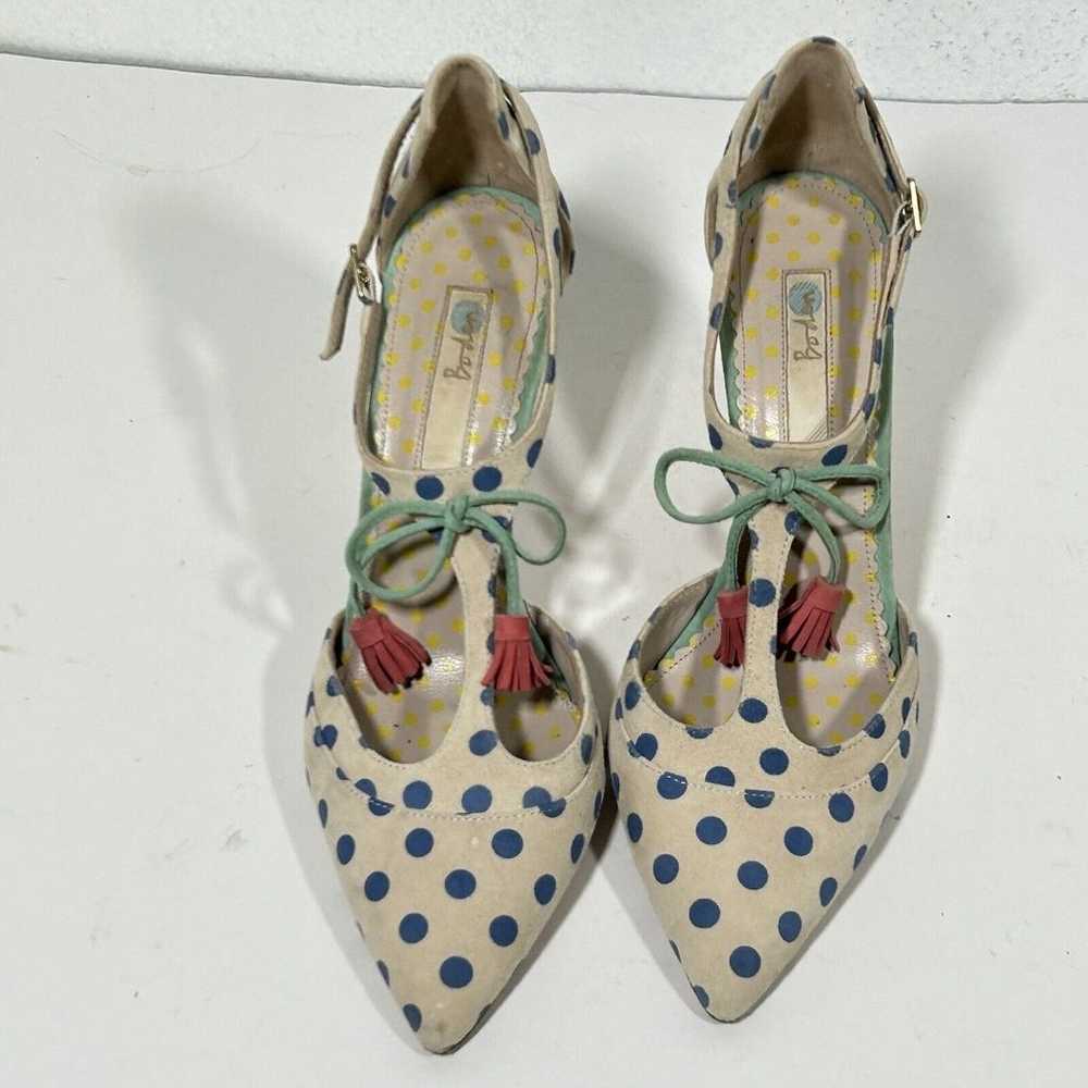 Boden Buckle Strap Bow Heels Size 38 7 US Polka D… - image 3