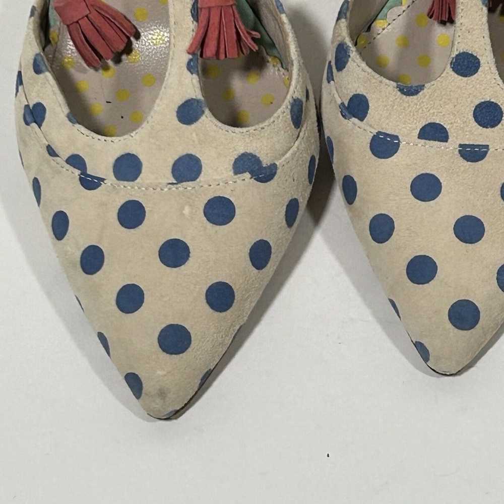 Boden Buckle Strap Bow Heels Size 38 7 US Polka D… - image 5