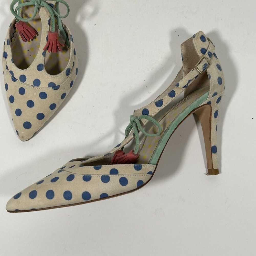 Boden Buckle Strap Bow Heels Size 38 7 US Polka D… - image 7