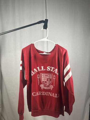 Designer VTG 80s Ball State Cardinals Striped Crew