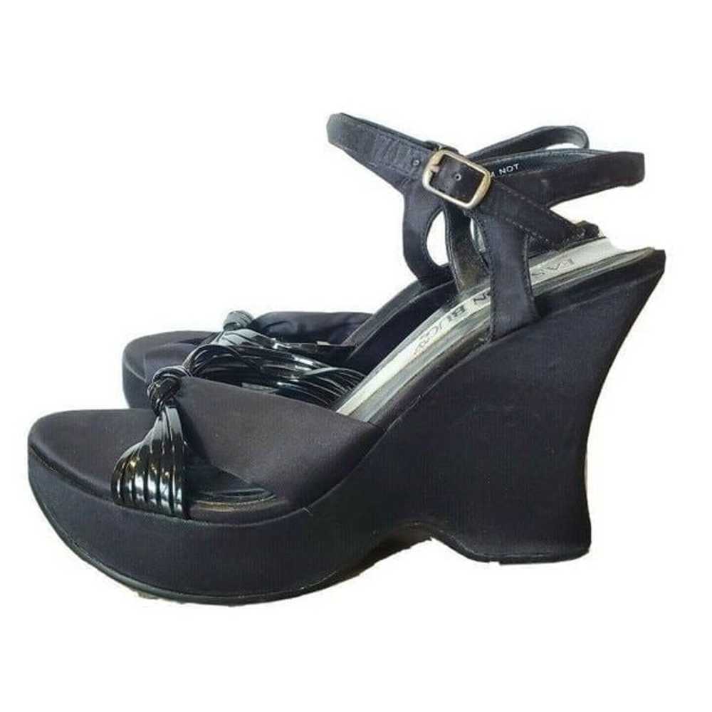 Vintage 90s Womens Size 8 Platform Wedges Black C… - image 1