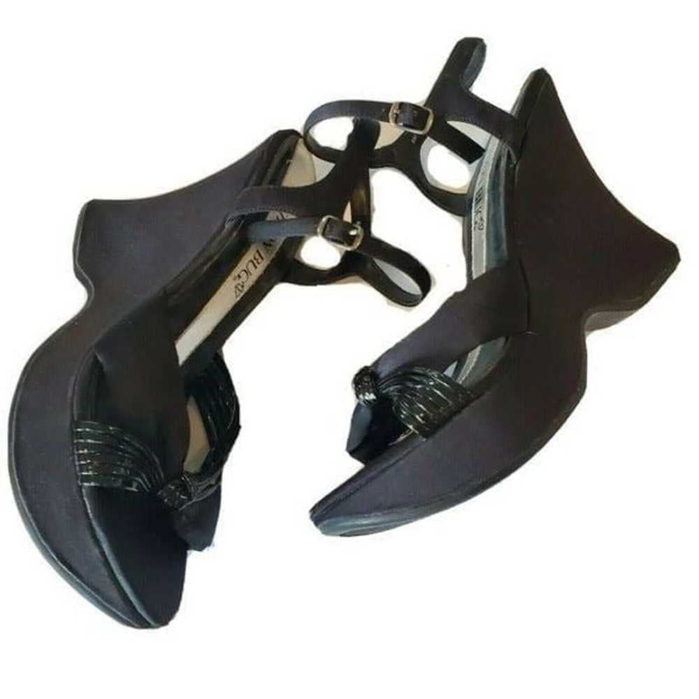 Vintage 90s Womens Size 8 Platform Wedges Black C… - image 2