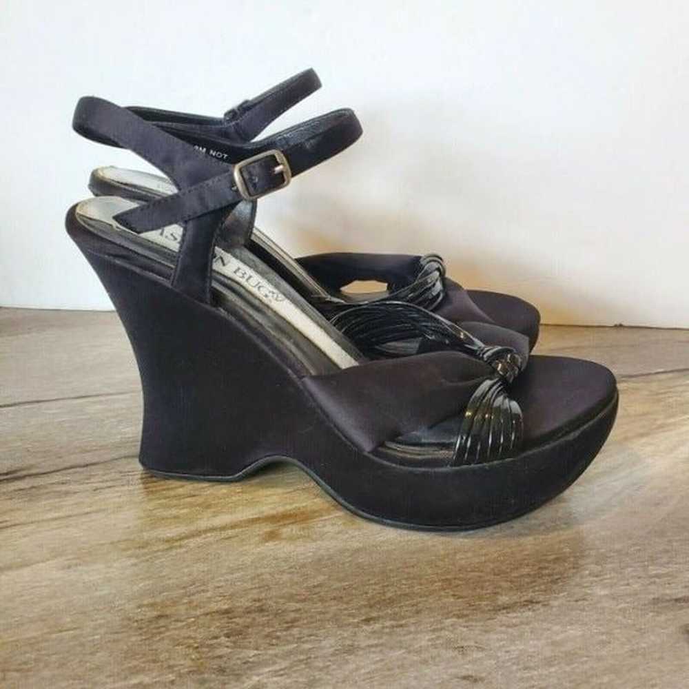 Vintage 90s Womens Size 8 Platform Wedges Black C… - image 6