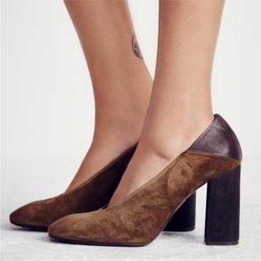 Free People Take Heart Suede Block Heel Pump in B… - image 1