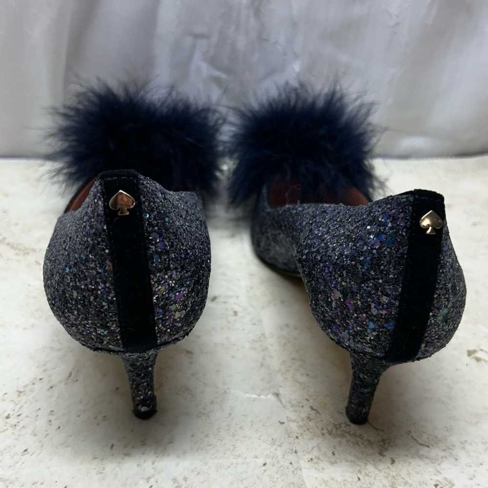 Kate spade blue glitterey kitten heels w puff for… - image 7