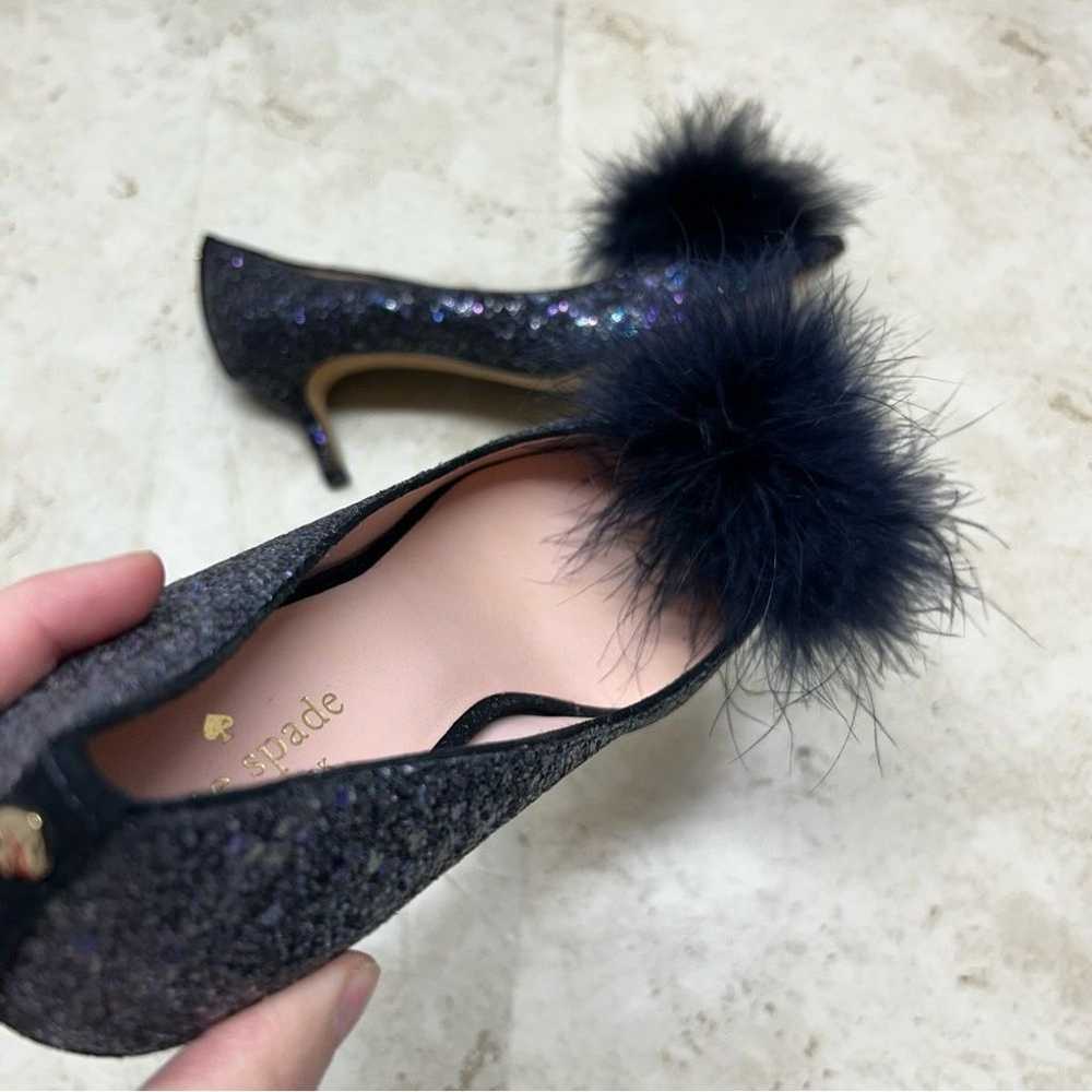 Kate spade blue glitterey kitten heels w puff for… - image 9