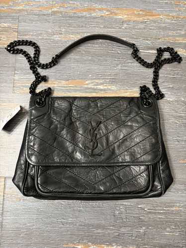 Yves Saint Laurent YSL Niki Bag Black Aged Leather