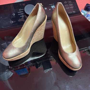 Stuart Weitzman Gold Wedges, size 7.5