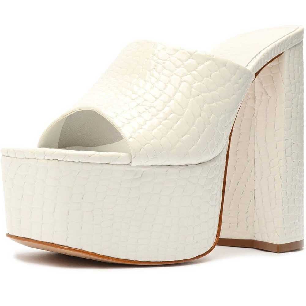 Schutz Darah white platform crock embossed slides… - image 1