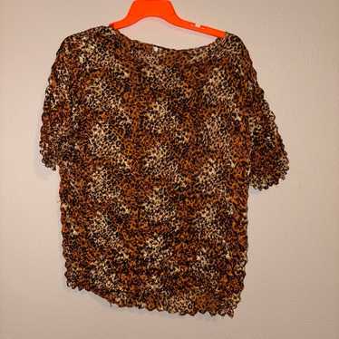 Vintage Y2K cheetah print satin blouse - image 1