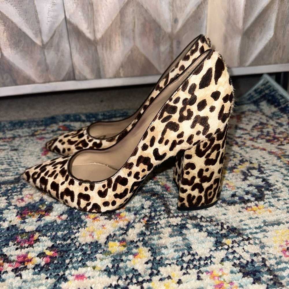 SAM EDELMAN Fur Leopard Halston Pumps Block Heels… - image 1