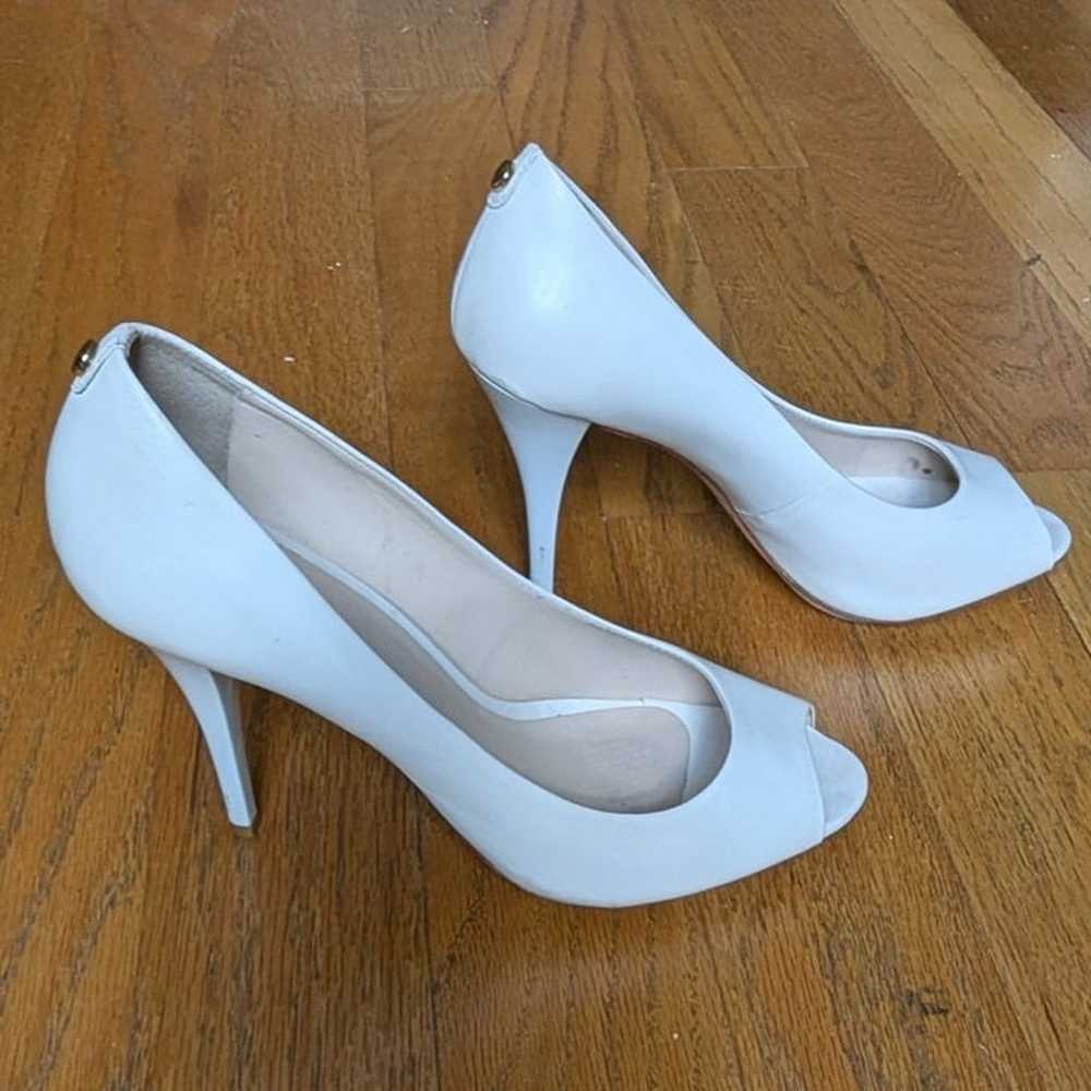 Cosmoparis Peep Toe Bridal Off White Ivory Leathe… - image 3