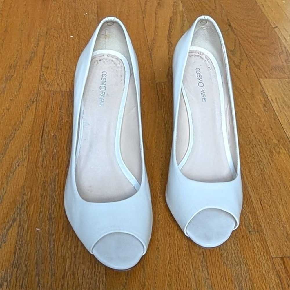 Cosmoparis Peep Toe Bridal Off White Ivory Leathe… - image 4