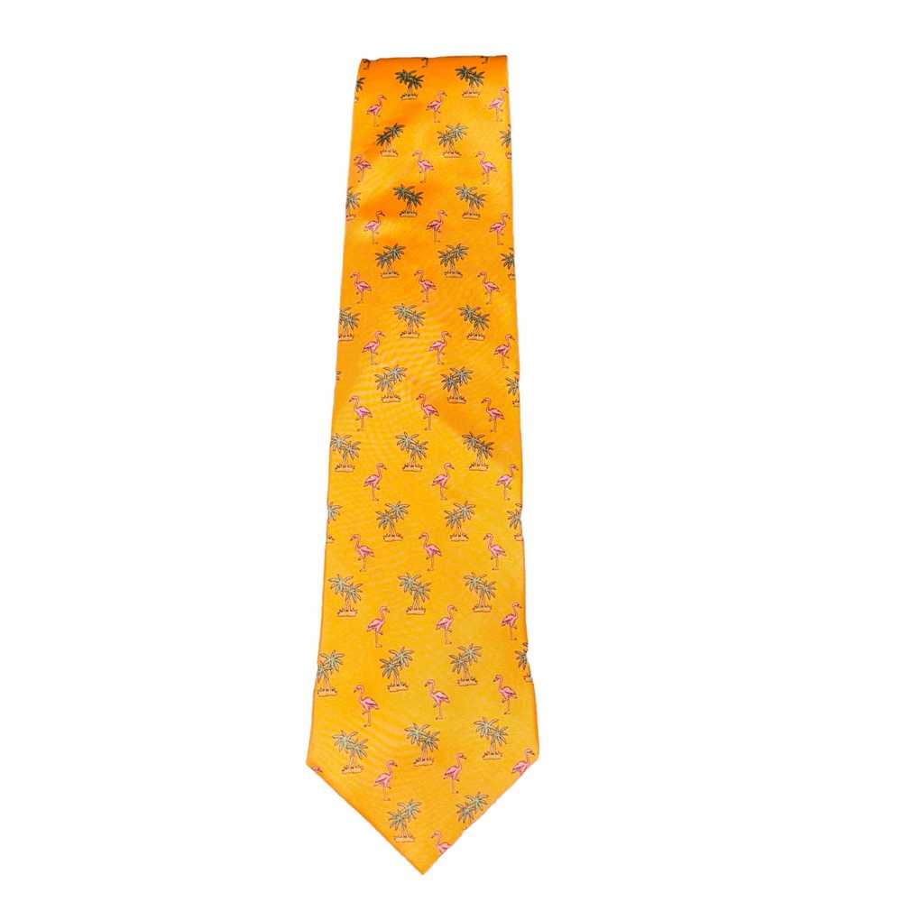 Tango Mens Neck Tie Golden Yellow Palm Trees & Fl… - image 1