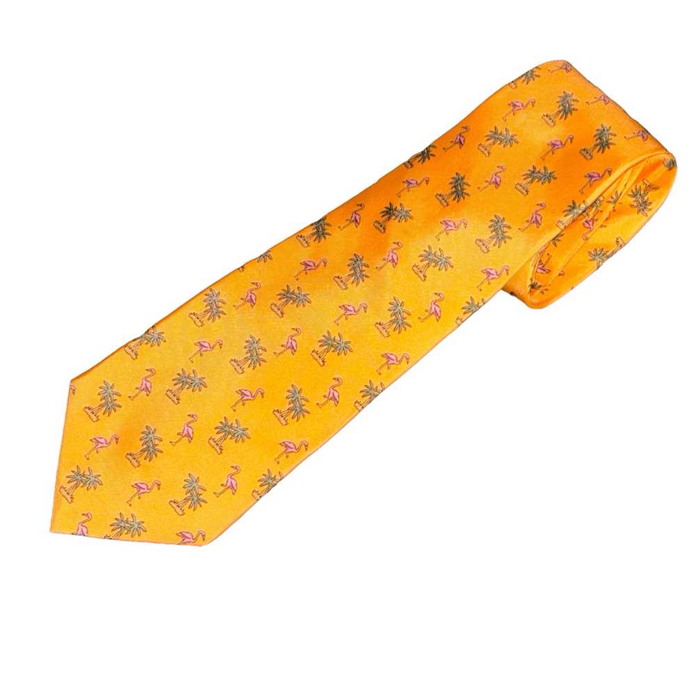 Tango Mens Neck Tie Golden Yellow Palm Trees & Fl… - image 2