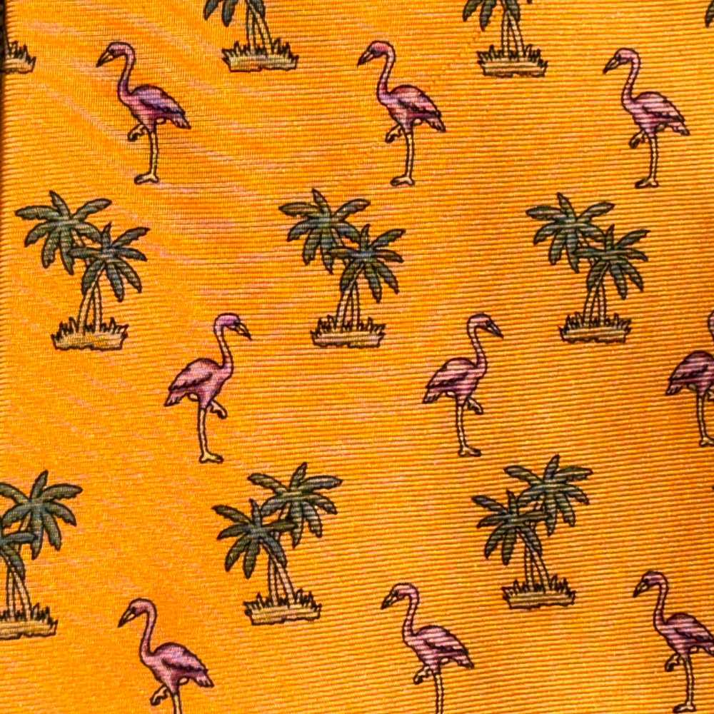 Tango Mens Neck Tie Golden Yellow Palm Trees & Fl… - image 3