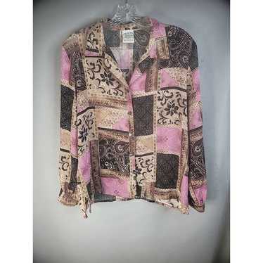 Vintage Allison Daley Blouse Top Womens 12P Petit… - image 1