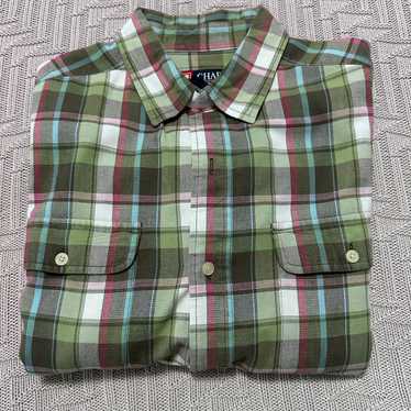 Chaps Chaps green plaid flannel button down