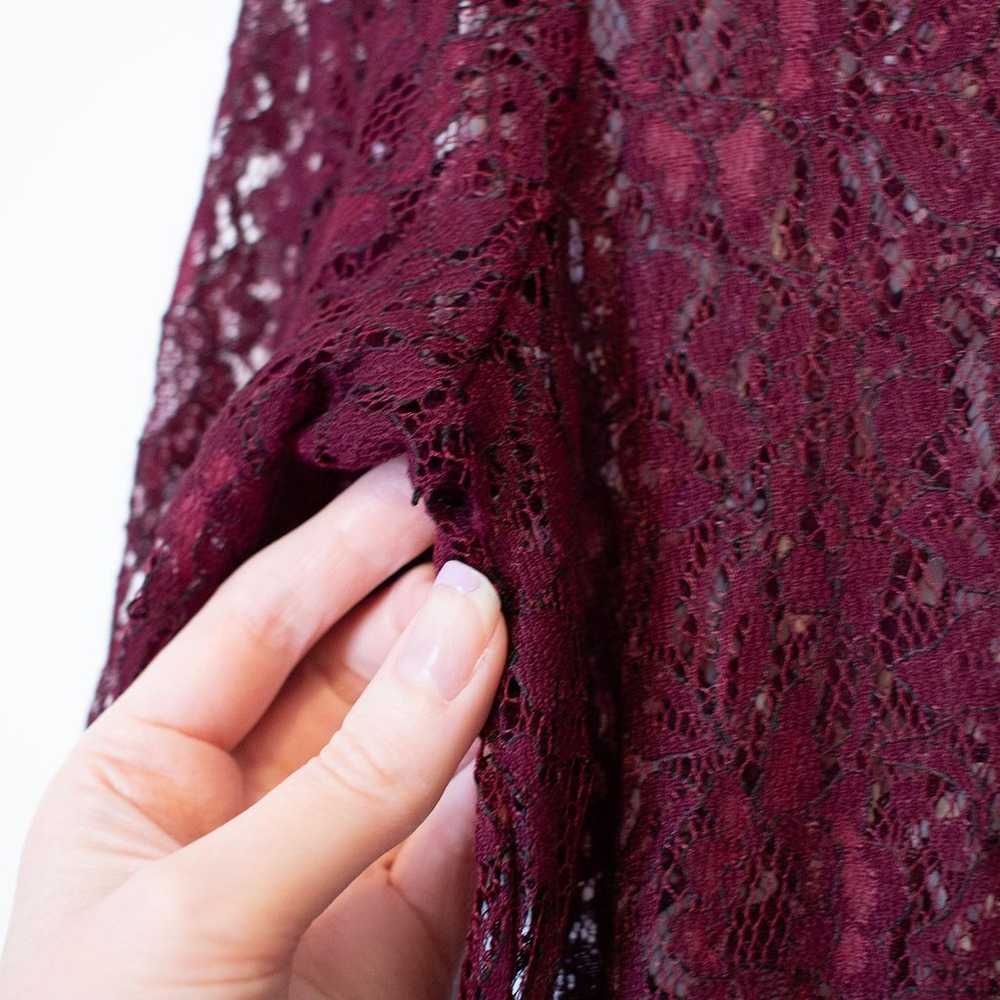 M Distressed Boho Lace Romantic Maroon Raw Hem La… - image 6