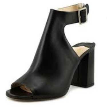 Prada Black Leather Open Toe Chunky Heels Size 37