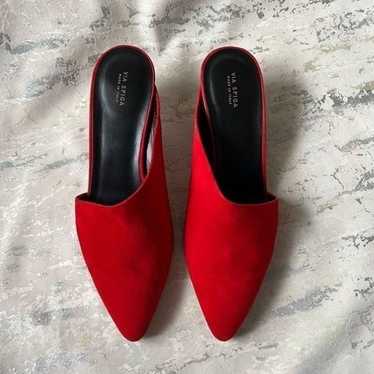 Via Spiga Freya Red asymmetrical kitten heels - image 1