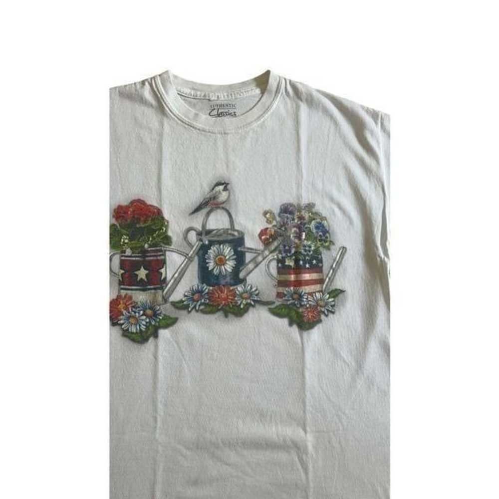 Vintage  Basket flowers T-shirt made in USA - image 2