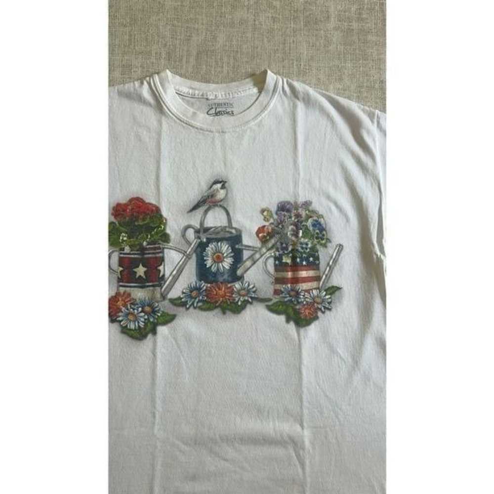 Vintage  Basket flowers T-shirt made in USA - image 7