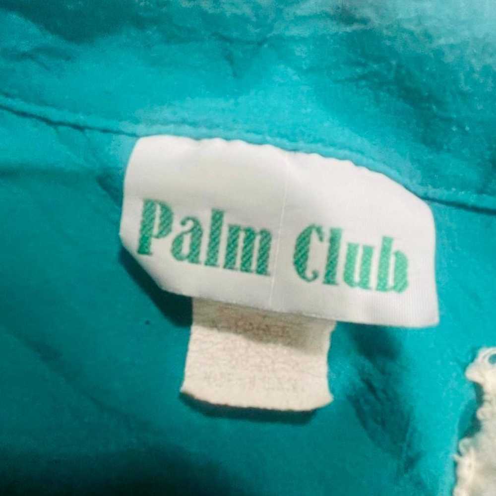 Palm Club Teal & White Vintage Button Up Tee, XL - image 2