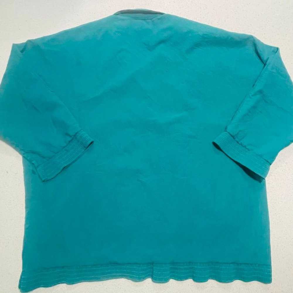 Palm Club Teal & White Vintage Button Up Tee, XL - image 3