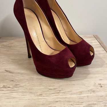 Giuseppe Zanotti Suede Platform Peeptoe Heels