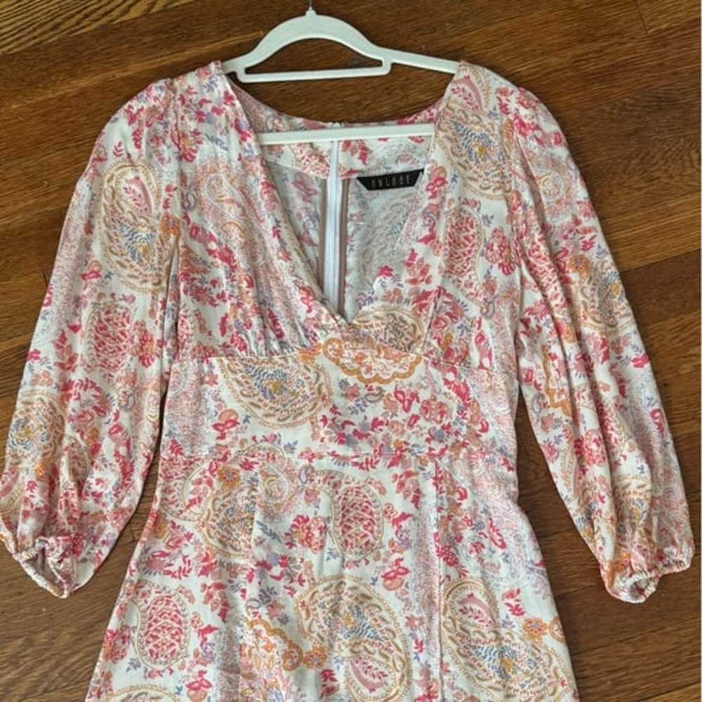 Lightweight Paisley Print Long Sleeve Mini Dress - image 6