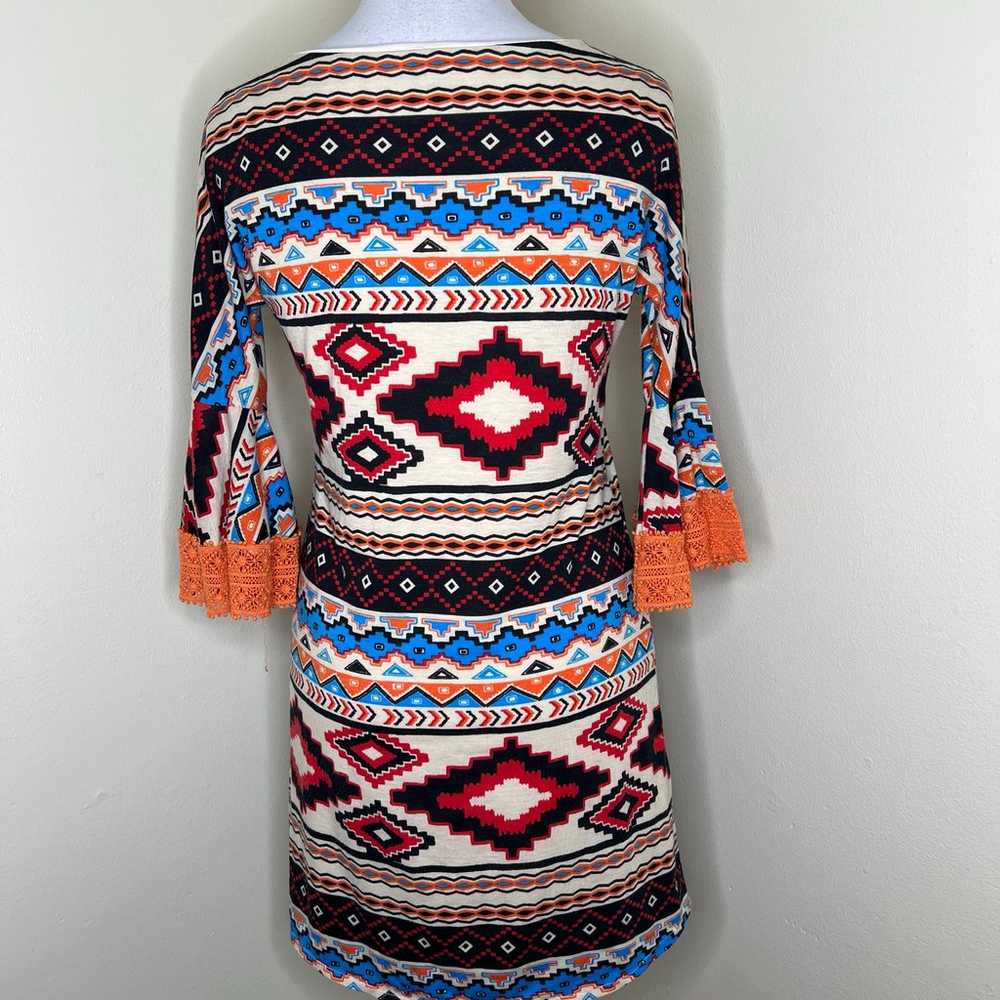 Judith March Mini Dress SMALL Southwestern Aztec … - image 5