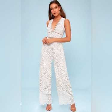 Lulus Amora White Lace Jumpsuit Womens Size Small