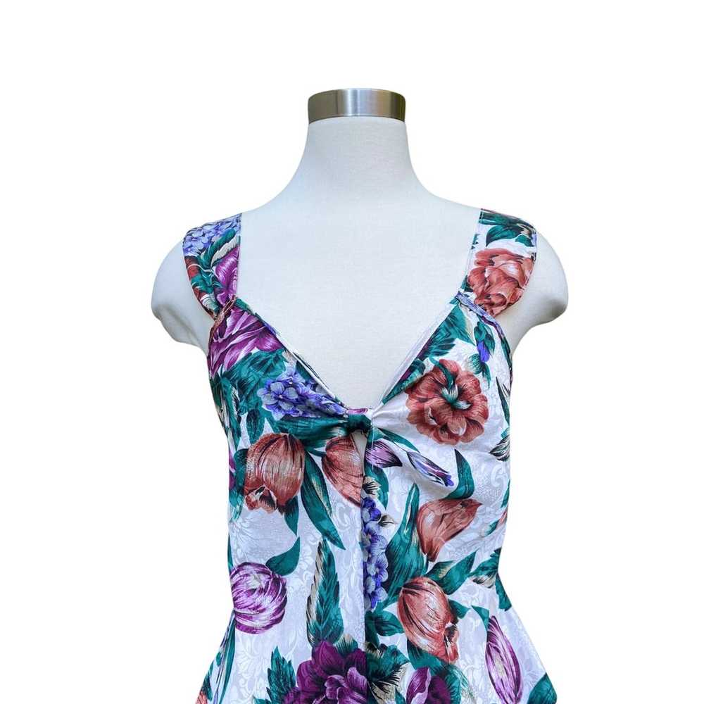 Vintage Expressions Satin Floral Slip Dress Mini … - image 4