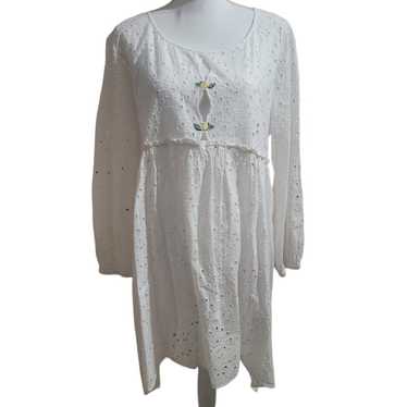 Watercult white Eyelet long sleeve dress cover up 