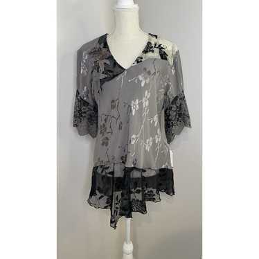 Vintage NWT Spencer Alexis Tunic Top 12 Gray Blac… - image 1