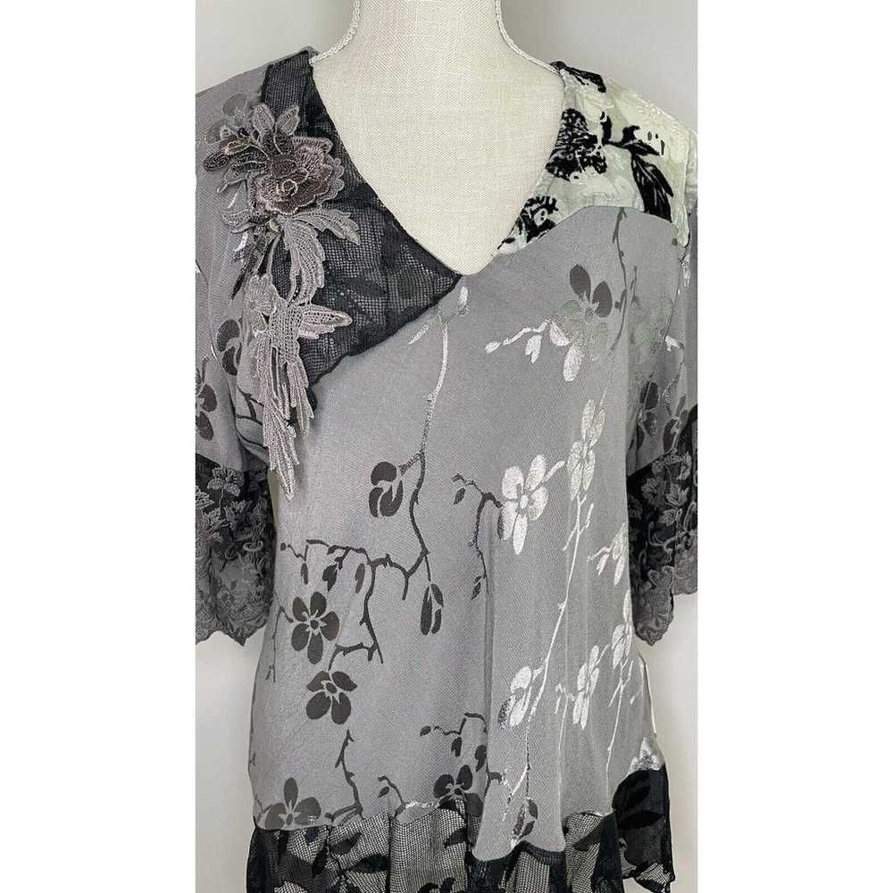 Vintage NWT Spencer Alexis Tunic Top 12 Gray Blac… - image 5