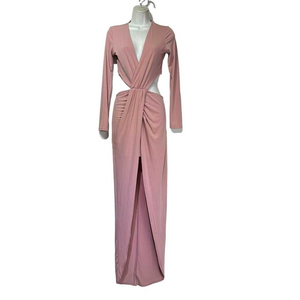 Windsor Rose Pink chiffon cutout maxi dress with … - image 1