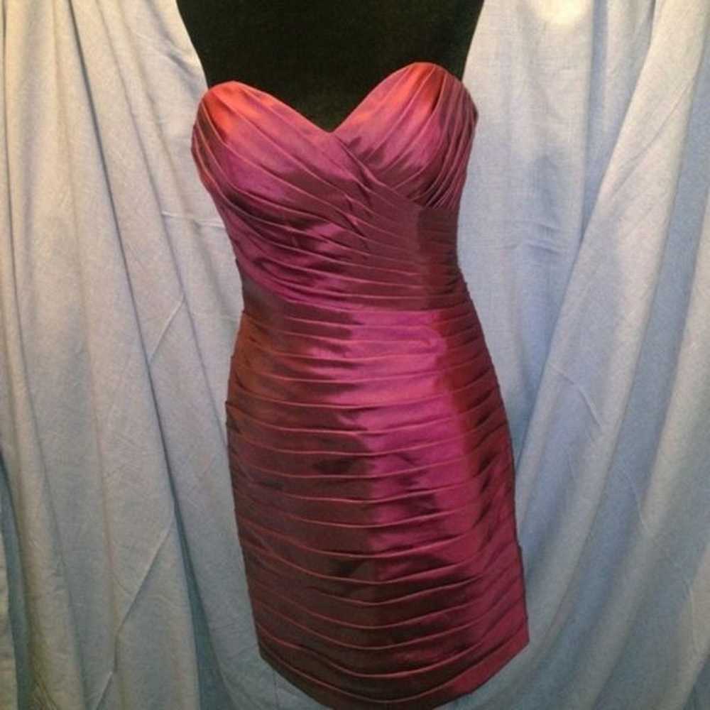 Mori lee  women’s pleaded burgundy dress size 10 - image 1