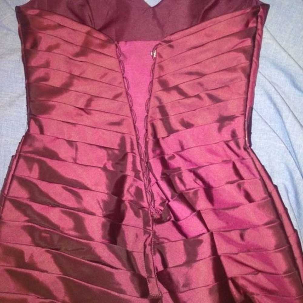 Mori lee  women’s pleaded burgundy dress size 10 - image 5