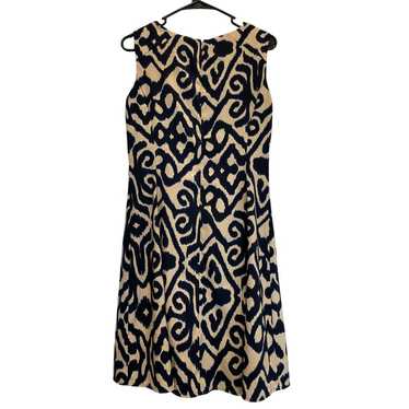 Dress Barn Blue and Tan abstract print shift dress