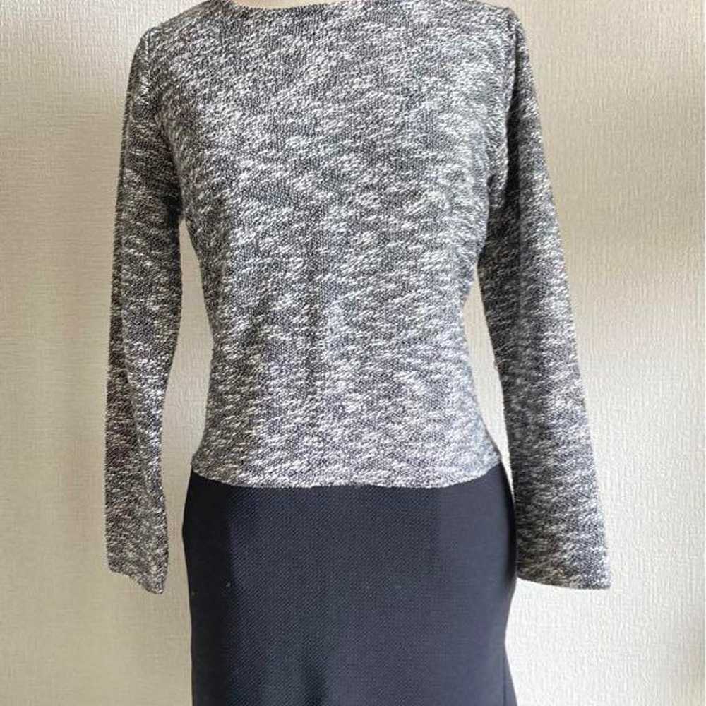 Gray Long Sleeve Knit Dress Knee-Length Tunic - image 2