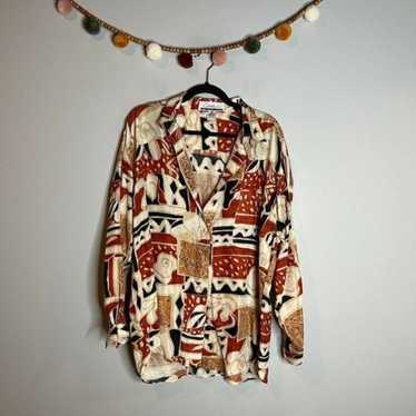 Vintage bold patterned silk button down shirt