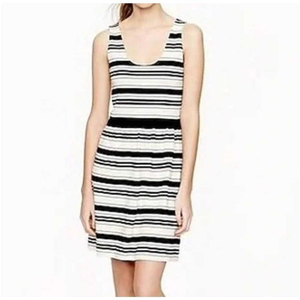 J Crew Black/Ivory Striped Villa Dress Button Bac… - image 1