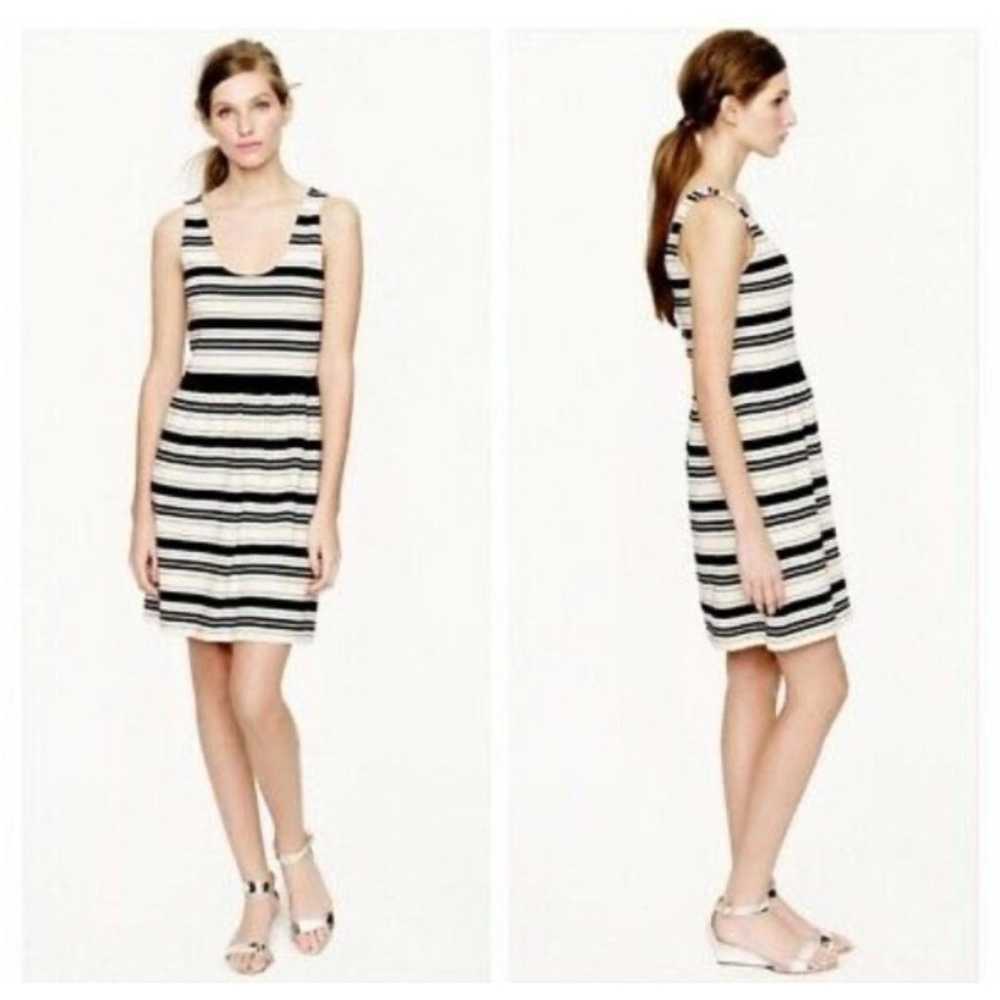 J Crew Black/Ivory Striped Villa Dress Button Bac… - image 2