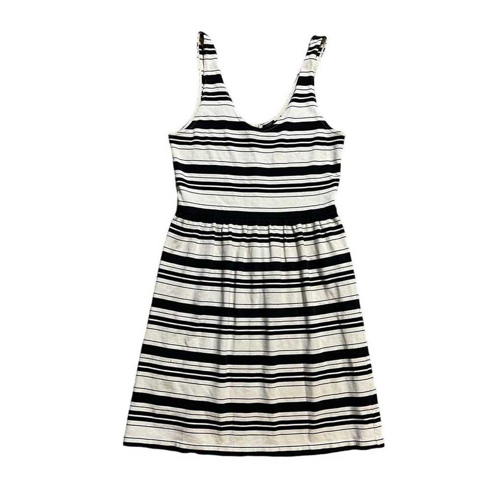 J Crew Black/Ivory Striped Villa Dress Button Bac… - image 3