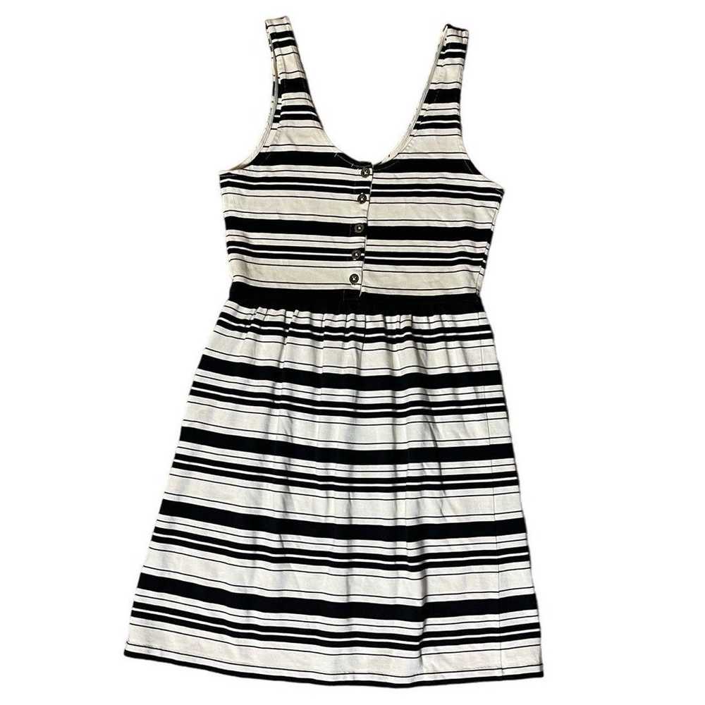 J Crew Black/Ivory Striped Villa Dress Button Bac… - image 4